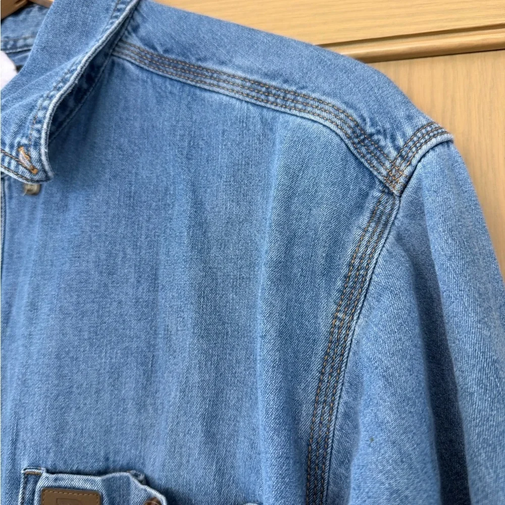 Wrangler Riggs Workwear  Denim Button Down Shirt Cotton / xlarge